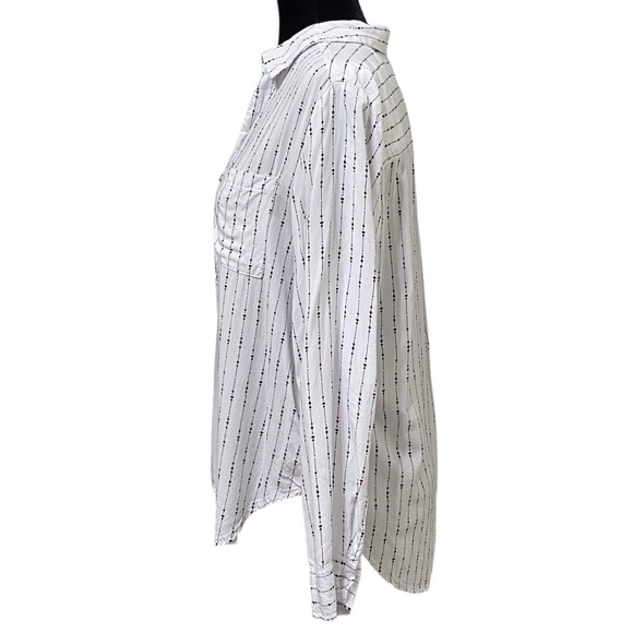 Velvet Heart White Black Striped Dots Button Down Shirt Size Medium - Picture 2 of 7